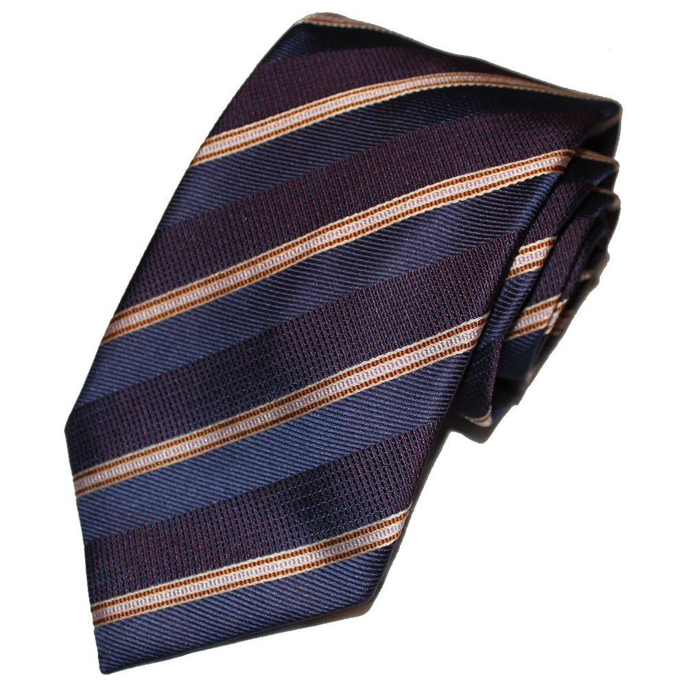 Canali Navy and Maroon Striped Tie 3.5" x 59"